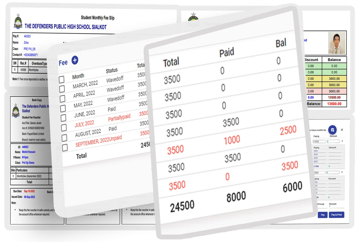 2X School fee management interface