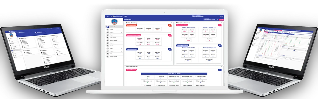 2X School ERP dashboard preview