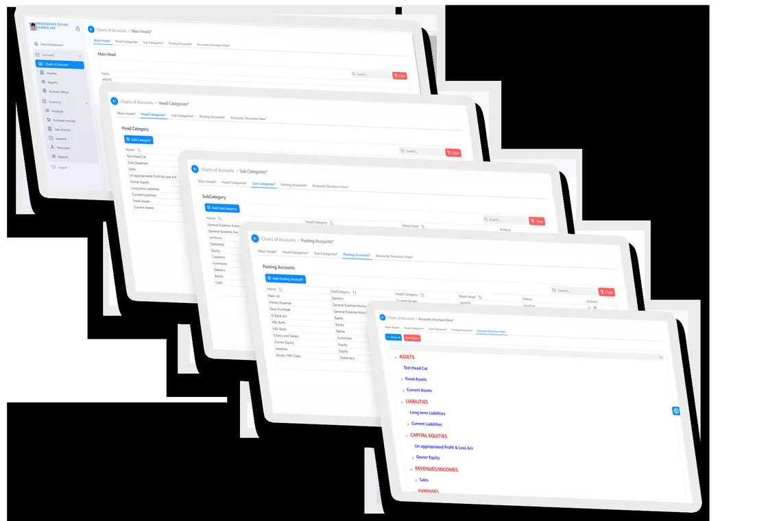 Accounts management screen